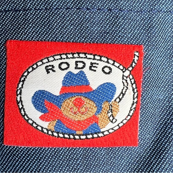 Carters Vintage Bib Overalls Blue Rodeo Bear Infant Toddler 80s 90s 24 Mos NWT - Picture 4 of 10